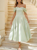 Elegant Off-the-shoulder Draped Maxi Dress