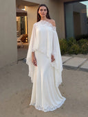 Elegant Satin Lace Shawl & Maxi Skirt Two-Piece Set