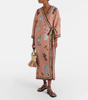Bohemian Tribal Print Wrap Maxi Dress