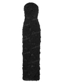 Strapless Feather Embellished Maxi Dress