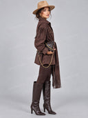 Western Fringe Belted Shirt Jacket