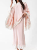 Elegant Satin Lace Shawl & Maxi Skirt Two-Piece Set