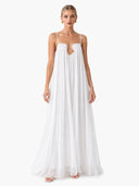 Fashion Flowy Chiffon Plunging Chest Cutout Slip Loose Maxi Dress