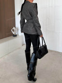 Structured Shoulder Belted Wrap Blazer