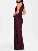 Elegant Halter Neck Rose Detail Maxi Dress