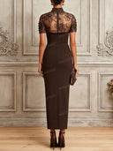 Elegant Cape Sequin Floral Mesh Prom Maxi Dress