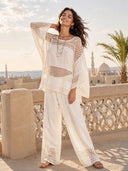 Exquisite Crocheted Lace Wide-Leg Pants Two-Piece Set