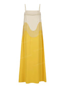 Elegant Color Block Square Neck Maxi Dress
