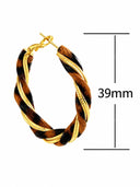 Vintage Leopard Print Leather Wrapped Oversized Hoop Earrings