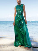 Sequin Sleeveless Cut-Out Maxi Dress
