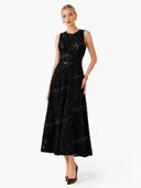 Elegant 3D Floral Lace Sleeveless Midi Dress