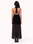 Elegant Deep V-Neck Cutout Lace Maxi Dress