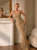 Fashion Sequin Halter Neck Party Maxi Dress