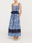 Floral Print Square Neck Peplum Lace Trim Two-Piece Set