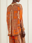 Retro Paisley Print Long Sleeve Shirt & Pants Two-Piece Set