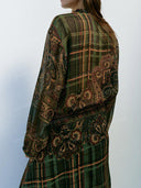 Retro Paisley Print Blouse & Asymmetric Maxi Skirt Two Piece Set
