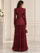 Tailored Blazer & Chiffon Maxi Dress Prom Set