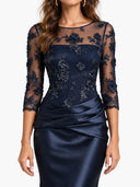 Lace Bodice Satin Mermaid Prom Maxi Dress