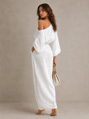 Elegant One-Shoulder Draped Maxi Dress