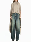 Unique Cape Sleeve Top & Balloon Pants Set