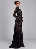 Sexy Sheer Lace High Neck Maxi Dress