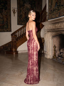 Elegant Strapless Lace Corset Maxi Dress