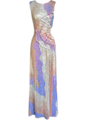 Pastel Sequin Sleeveless Cut-Out Maxi Dress
