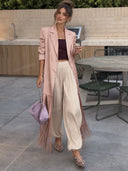 Elegant Satin Fringe Jacket