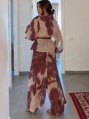 Elegant Tie-Dye Blouse & Wide Leg Pants Set