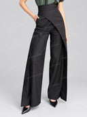 Elegant Deep V Bodysuit Wide Leg Pants Two Piece Set