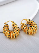 Crystal Textured Gold Hoop Earrings