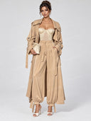 Belted Trench Coat & Wide Leg Pants Two Piece Set