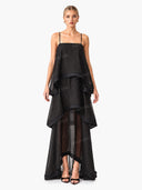Egant Black Polka Dot Tiered Ruffle Maxi Dress