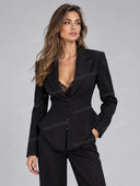 Elegant Tailored Blazer & Wide Leg Pants Two Piece Set