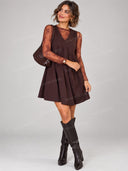 Lace Layered V Neck A Line Mini Dress
