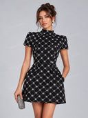 Rhinestone Embellished Prom Mini Dress
