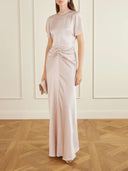 Satin Flutter Sleeve Dress