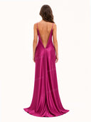 Sexy Elegant Satin Side High Slit Maxi Dress