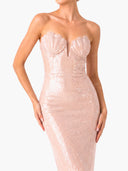 Elegant Strapless Sequin Mermaid Maxi Dress