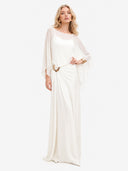 Elegant Chiffon Cape Top & Wide-Leg Pants Two-Piece Set