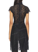 Sexy Floral Lace High Neck Tunic Top & Pants Two Piece Set