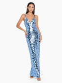 Elegant Sequin V-Neck Strappy Maxi Dress