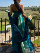 Elegant Ombre Pleated Cami Maxi Dress with Shawl