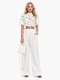 Exquisite Floral Lace Cutwork Crop Top & Wide-Leg Pants Two-Piece Set