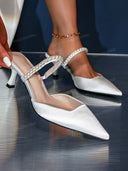 Elegant Pearl-Band Slingback High Heels