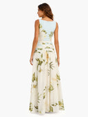 Fresh Sleeveless Boat Neck Printed Party Maxi Dress