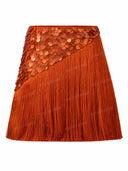 Elegant Sequin Fringe Wrap Top & Mini Skirt Set