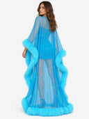 Elegant Feather Trim High-Low Chiffon Dress