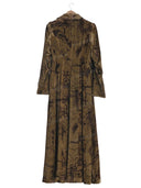 Retro Velvet Print Longline Blazer Coat