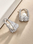 Pearl Crystal Bow Drop Earrings